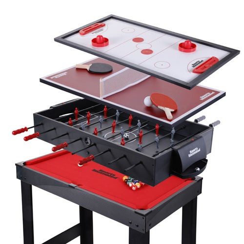 35" 4-in-1 Game Table: Billiards Ping Pong Hockey Foosball