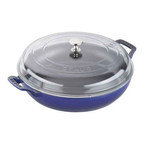 3.5qt Cast Iron Braiser w/ Glass Lid Dark Blue