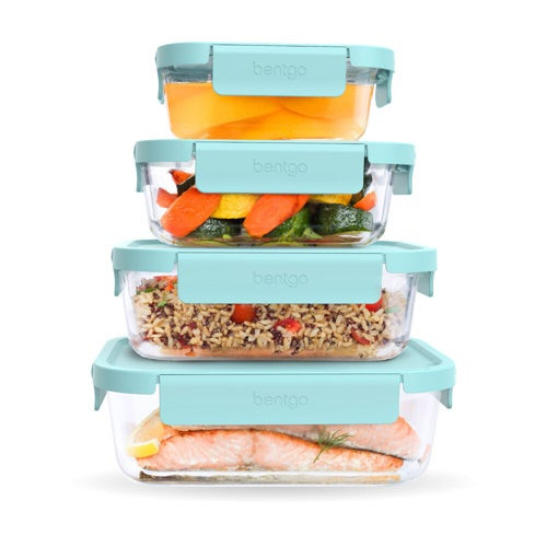 8pc Glass Leakproof Food Storage Set Soft Aqua