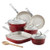 10pc Home Collection Porcelain Enamel Nonstick Cookware Set Sienna Red