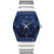Mens Gemini Silver-Tone Stainless Steel Watch Blue Dial