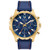 Mens Marine Star Gold & Blue Leather Strap Watch Blue Dial