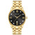 Mens Diamond Gold-Tone Stainless Steel Watch Black Dial