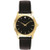 Ladies Corporate Collection Gold & Black Leather Strap Watch Black Dial