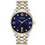 Mens Diamond Two-Tone Stainless Steel Watch Dark Blue Dial