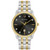 Mens Sutton Silver & Gold Crystal Stainless Steel Watch Black Dial