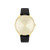 Ladies Quartz Black Leather Strap Watch Champagne Dial