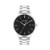 Mens Silver-Tone Stainless Steel Watch Black Dial