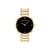 Ladies Minimalist T-Bar Gold-Tone Stainless Steel Watch Black Dial