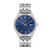 Mens Silver-Tone Stainless Steel Watch Dark Blue Dial