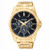 Mens Gold-Tone Stainless Steel Chronograph Watch Black Dial