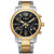 Mens Dress Two-Tone Stainless Steel Quartz Watch Black Dial