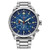 Men's Avion Sport Eco-Drive Silver-Tone Chronograph SS Watch, Blue Dial