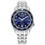 Ladies' Carson Silver-Tone Stainless Steel Diamond Watch, Blue Dial