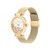 Ladies Cary Gold-Tone Stainless Steel Mesh Watch Pink Crystal Accent Dial