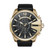 Mens Mega Chief Gold & Black Leather Strap Watch Black Dial