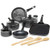 12pc Easy Clean Nonstick Cookware Set Black