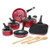12pc Easy Clean Nonstick Cookware Set Red