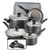 15pc Dishwasher Safe Nonstick Cookware Set Pewter