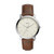 Men's Minimalist Brown Leather Strap Watch, Beige Dial