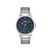 Mens First Silver-Tone Stainless Steel Watch Blue Dial