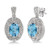 Blue Topaz & Diamond Oval Earrings