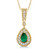 Emerald/Diamond 14k Yellow Gold Teardrop Necklace