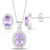 Oval Amethyst & White Topaz Earrings & Necklace Set