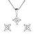 Princess Cut .50twt Diamond Earrings & 14K White Gold Necklace Set
