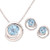 Silver Swirl Blue Topaz Earring & Necklace Set