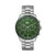 Mens Boston Chronograph Silver-Tone Stainless Steel Watch Green Dial