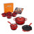 5pc Cast Iron Cookware w/ 4pk 8oz Mini Cocottes Cerise