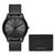 Men's Runway Black Ion-Plated SS Milanese Watch w/ Card Case, Black Dial