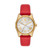 Ladies' Lexington Gold & Red Leather Strap Watch, Silver White Dial