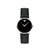 Ladies' Classic Museum Silver & Black Leather Strap Watch, Black Dial