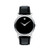 Mens Museum Classic Silver & Black Textured Leather Strap Watch Black Dial