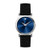 Mens Museum Classic Silver & Black Textured Leather Strap Watch Blue Dial