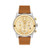 Mens BOLD Verso Chronograph Camel Leather Strap Watch Gold Dial