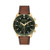 Mens Heritage Calendoplan S Chronograph Brown Strap Watch Green Dial