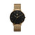 Mens Legacy Slim Lion Gold Stainless Steel Mesh Watch Black Dial