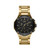 Mens Raptor Solar Gold Chronograph Stainless Steel Watch Black Dial