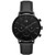 Mens Legacy Traveler Dual Time Panther Black Leather Strap Watch Black Dial