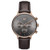 Mens Legacy Traveler Dual Time Grizzly Brown Leather Strap Watch Gray Dial