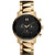 Mens Chrono Gold-Tone Stainless Steel Watch Black Dial