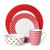 Kenna Red 16pc Porcelain Dinnerware Set