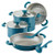 Create Delicious 8pc Enameled Aluminum Stacking Set Teal Shimmer