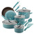 Cucina 12pc Hard Enamel Nonstick Cookware Agave Blue