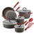 12pc Cucina Hard-Anodized Cookware Set Red Handles