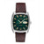 Mens Recraft Automatic Brown Leather Strap Watch Green Dial