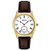 Mens Essentials Brown Leather Strap Watch White Dial